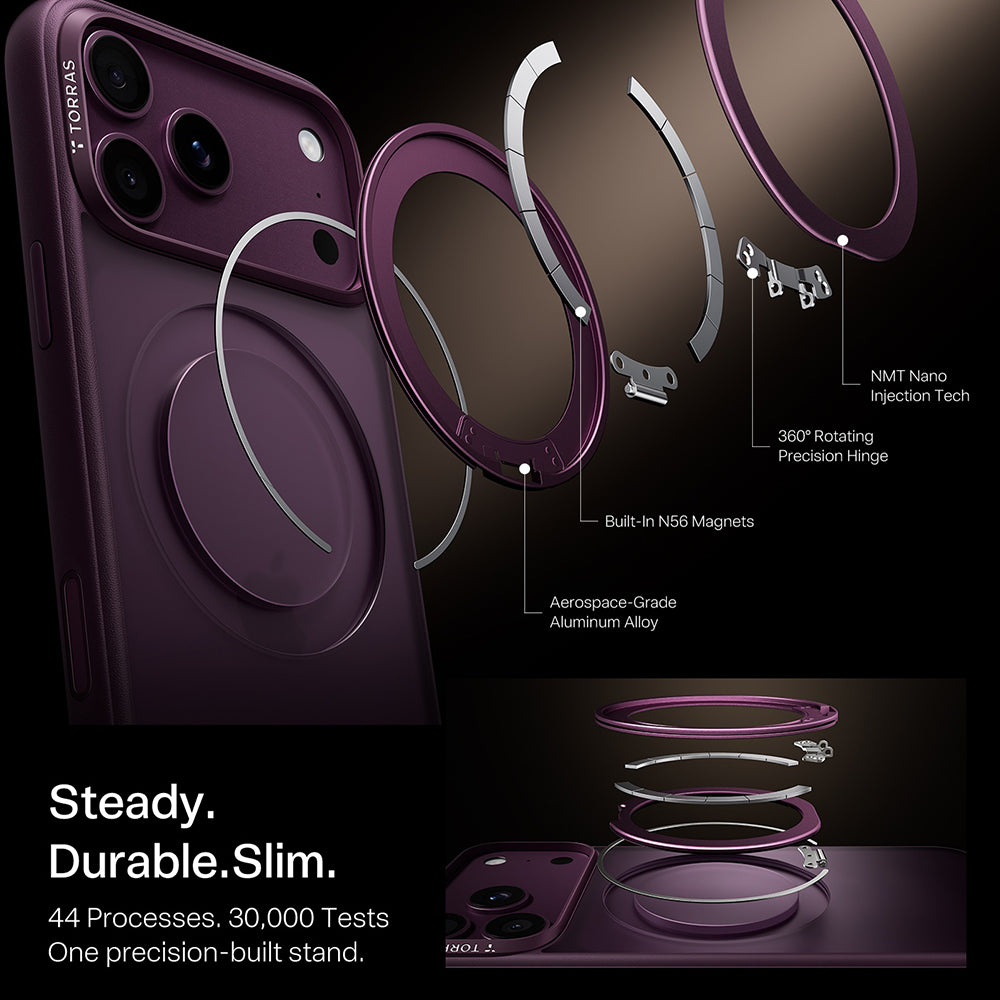 Custodia MagSafe per Apple iPhone 18 Pro / 17 Pro, Torras, Ostand O1 Guardian, Viola