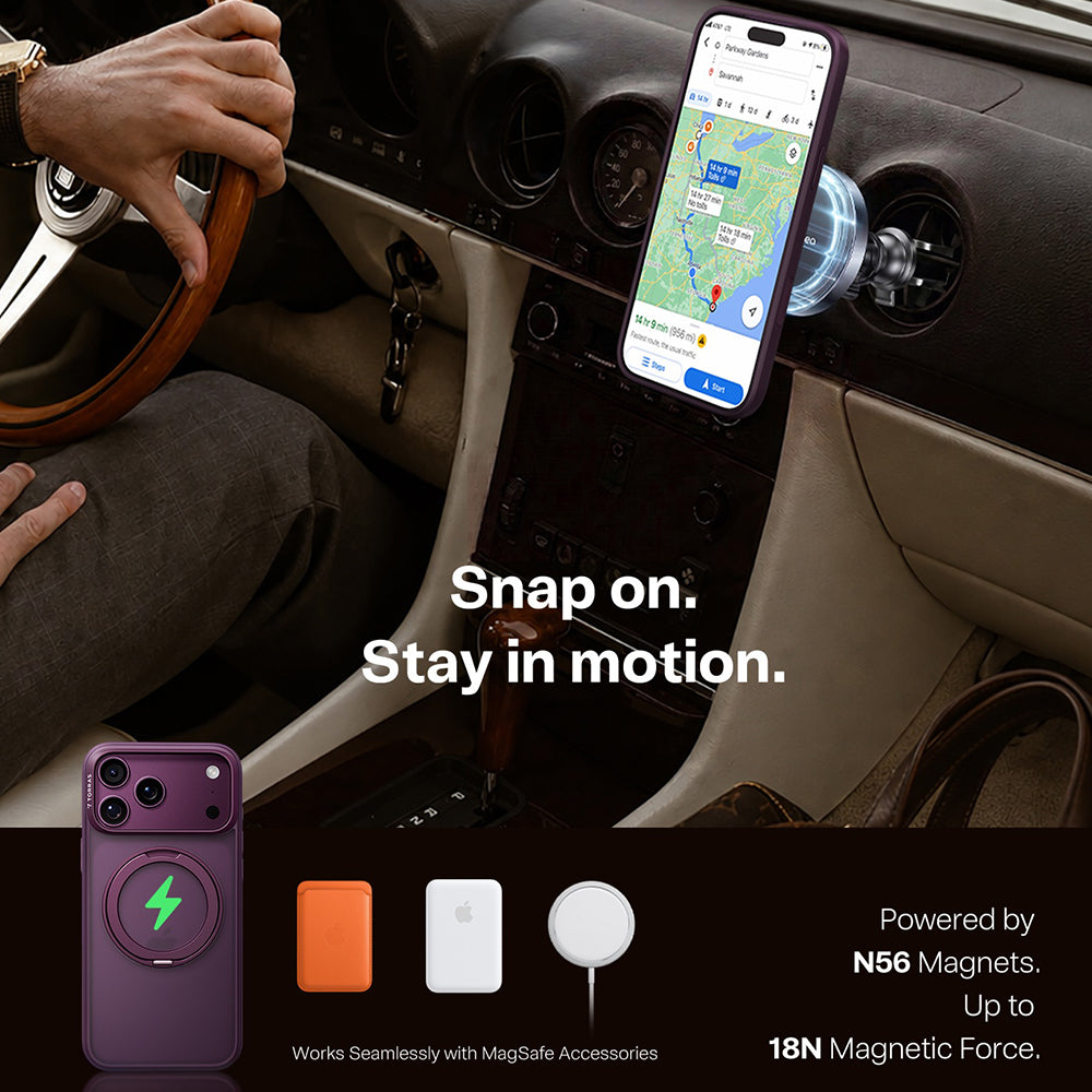 Custodia MagSafe per Apple iPhone 18 Pro / 17 Pro, Torras, Ostand O1 Guardian, Viola