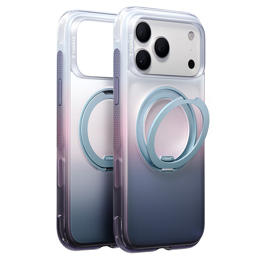 Custodia MagSafe per Apple iPhone 18 Pro / 17 Pro, Torras, Ostand O3 Air Gradient, Viola Arancione