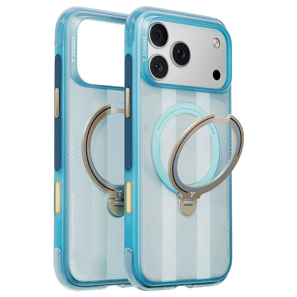Custodia MagSafe per Apple iPhone 18 Pro / 17 Pro, Torras, Ostand Q3 Air Football, Blu