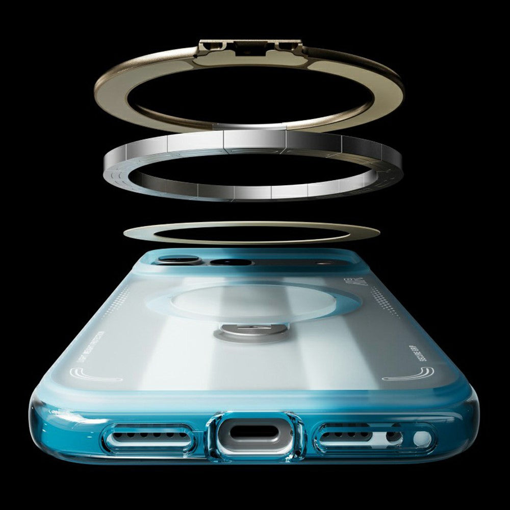 Custodia MagSafe per Apple iPhone 18 Pro / 17 Pro, Torras, Ostand Q3 Air Football, Blu