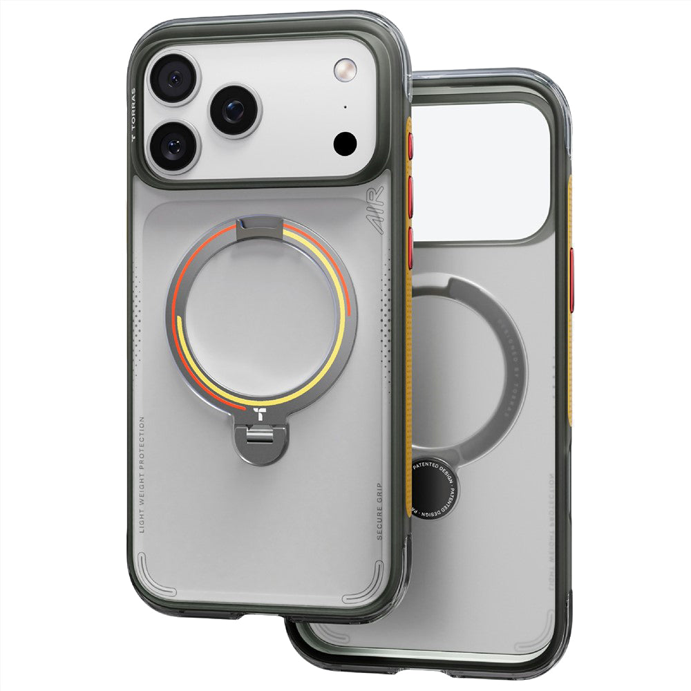 Custodia MagSafe per Apple iPhone 18 Pro / 17 Pro, Torras, Ostand Q3 Air Football, Grigio
