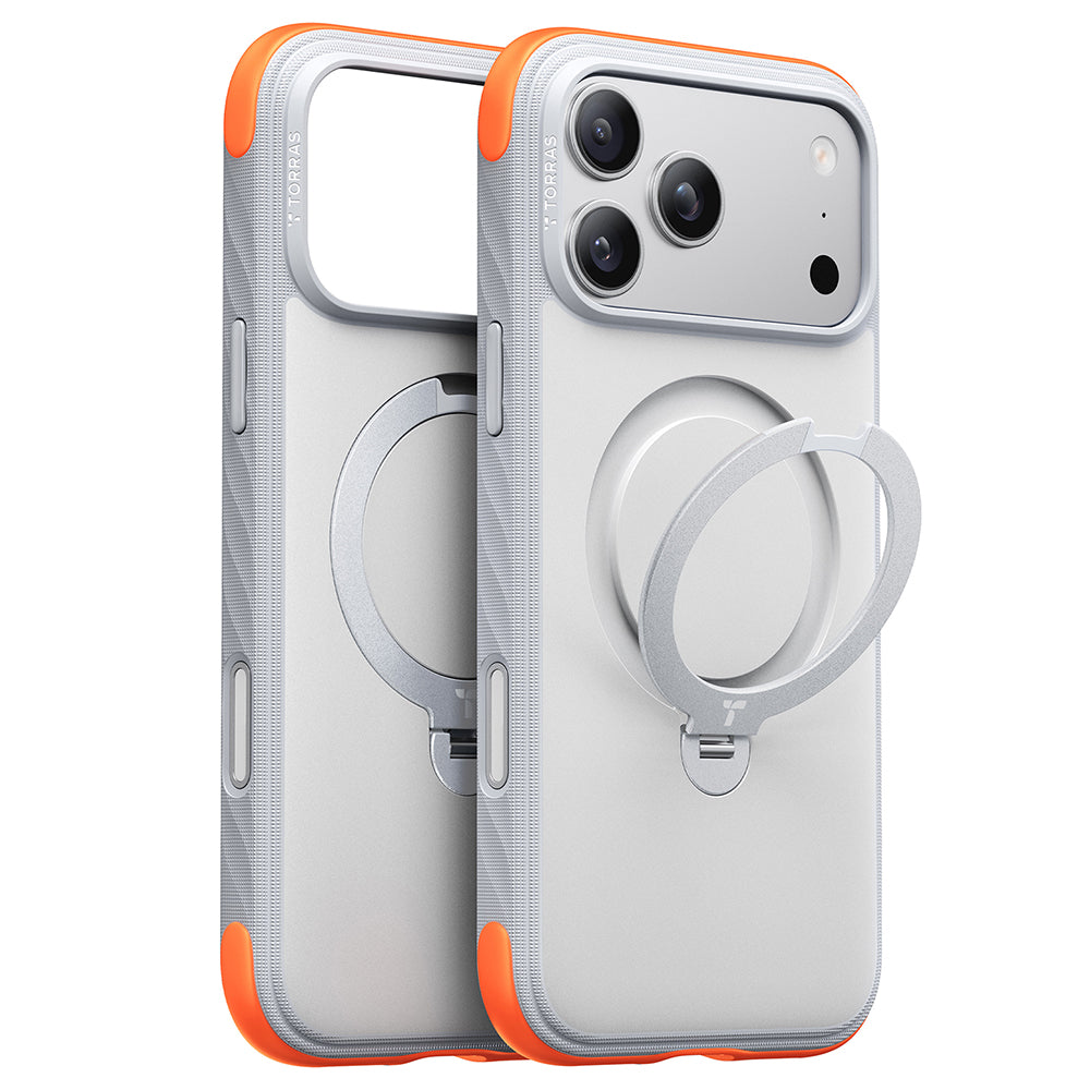 Custodia MagSafe per Apple iPhone 18 Pro / 17 Pro, Torras, Ostand Q3 Rugged, Bianca