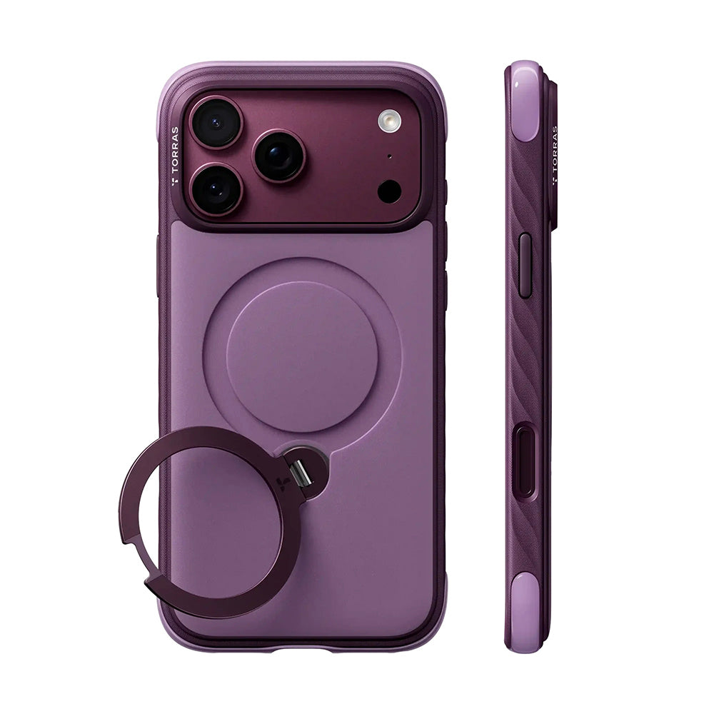 Custodia MagSafe per Apple iPhone 18 Pro / 17 Pro, Torras, Ostand Q3 Rugged, Viola