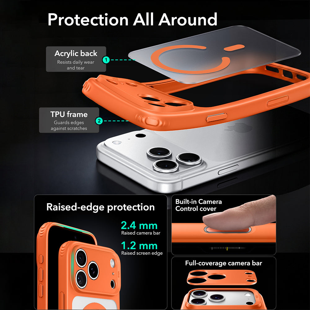Custodia MagSafe per Apple iPhone 18 Pro, ESR, Classic Hybrid, Arancione Satinato