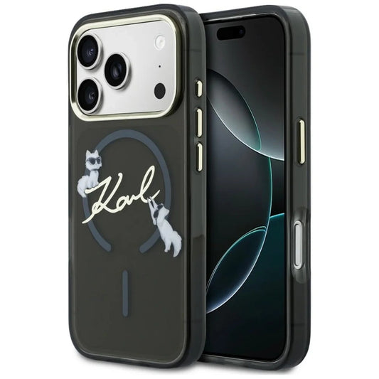 MagSafe Case for Apple iPhone 18 Pro, Karl Lagerfeld, IML Choupette Karl Script Logo, Black