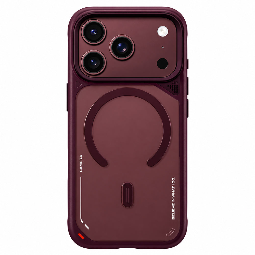 Custodia MagSafe per Apple iPhone 18 Pro Max / 17 Pro Max, Blueo, Heat Dissipation Stand, bordeaux satinato