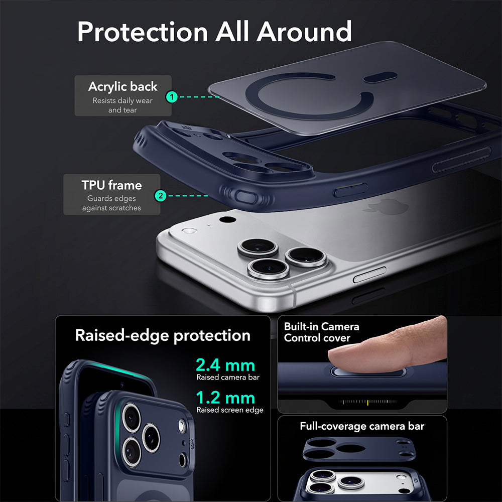 Custodia MagSafe per Apple iPhone 18 Pro Max / 17 Pro Max, ESR, Classic Hybrid, Blu Satinato