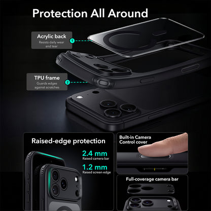 Custodia MagSafe per Apple iPhone 18 Pro Max / 17 Pro Max, ESR, Classic Hybrid, Nero Trasparente