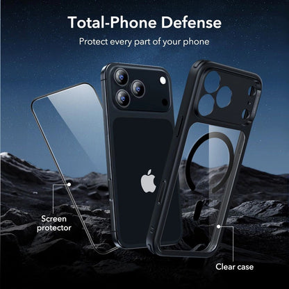 Custodia MagSafe per Apple iPhone 18 Pro Max / 17 Pro Max, ESR, Classic Hybrid con Protezione per Schermo, Nero Trasparente