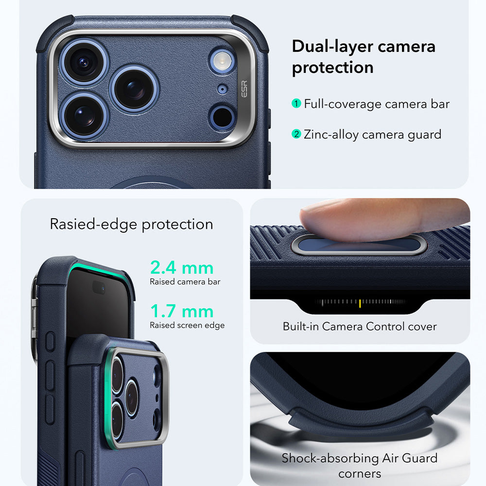 Custodia MagSafe per Apple iPhone 18 Pro Max / 17 Pro Max, ESR, Cyber Armor Kickstand, Blu