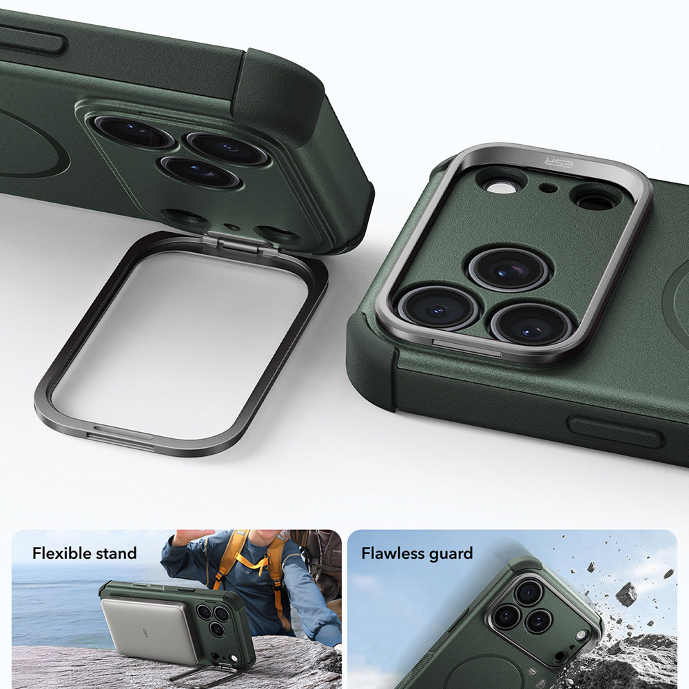 Custodia MagSafe per Apple iPhone 18 Pro Max / 17 Pro Max, ESR, Cyber Armor Kickstand, Verde
