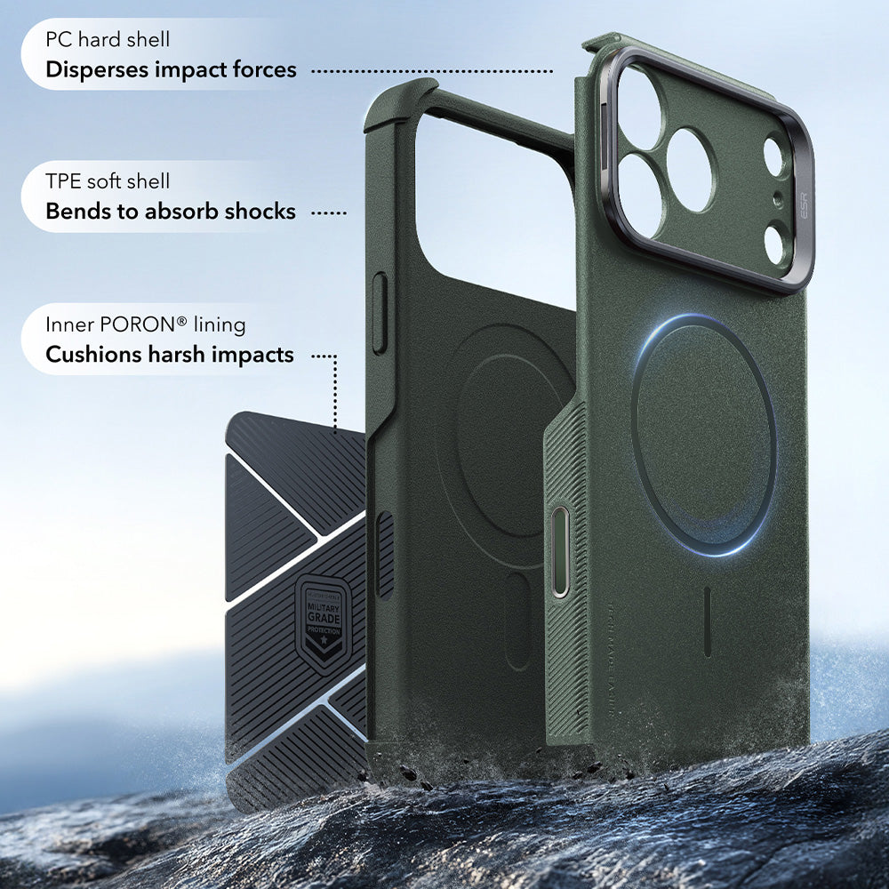 Custodia MagSafe per Apple iPhone 18 Pro Max / 17 Pro Max, ESR, Cyber Armor Kickstand, Verde