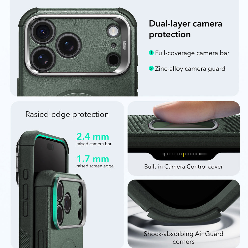 Custodia MagSafe per Apple iPhone 18 Pro Max / 17 Pro Max, ESR, Cyber Armor Kickstand, Verde