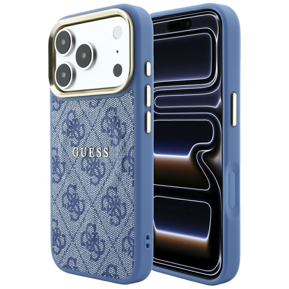 Custodia MagSafe per Apple iPhone 18 Pro Max / 17 Pro Max, Guess, 4G Embossed Classic, Blu