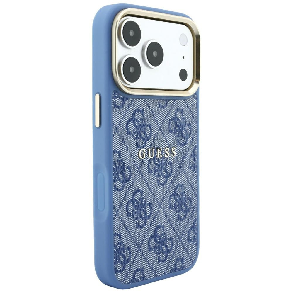 Custodia MagSafe per Apple iPhone 18 Pro Max / 17 Pro Max, Guess, 4G Embossed Classic, Blu