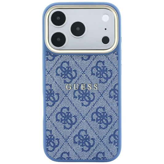 Custodia MagSafe per Apple iPhone 18 Pro Max / 17 Pro Max, Guess, 4G Embossed Classic, Blu