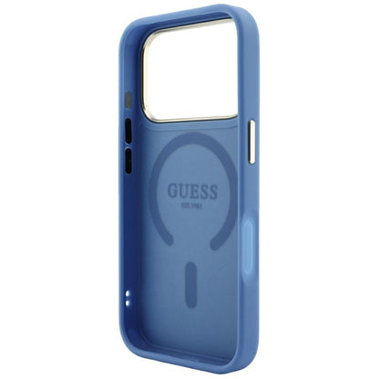 Custodia MagSafe per Apple iPhone 18 Pro Max / 17 Pro Max, Guess, 4G Embossed Classic, Blu