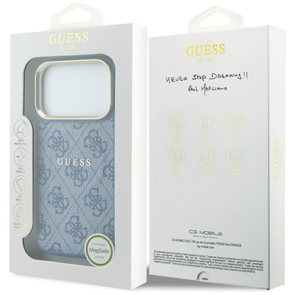 Custodia MagSafe per Apple iPhone 18 Pro Max / 17 Pro Max, Guess, 4G Embossed Classic, Blu