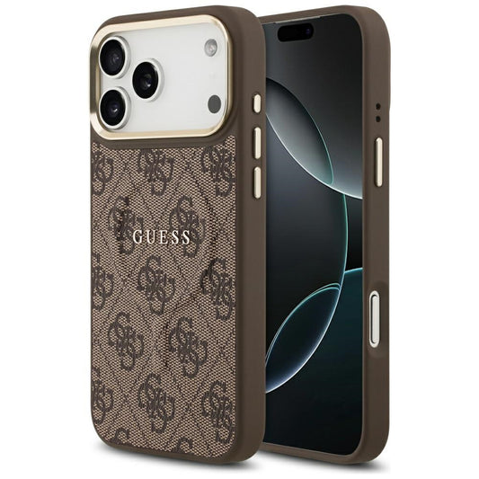 Custodia MagSafe per Apple iPhone 18 Pro Max / 17 Pro Max, Guess, 4G Embossed Ring Classic Logo, Marrone
