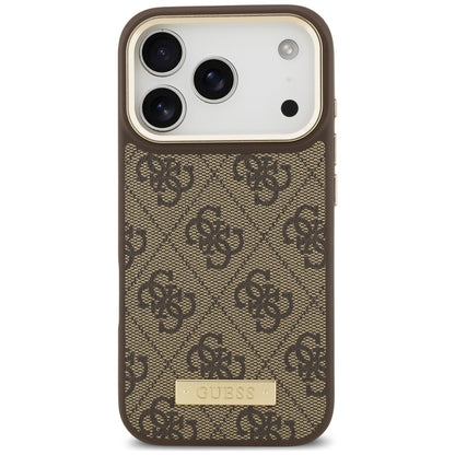 Custodia MagSafe per Apple iPhone 18 Pro Max / 17 Pro Max, Guess, 4G Logo Plate, Marrone