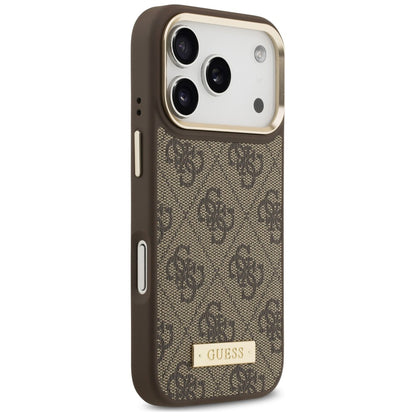 Custodia MagSafe per Apple iPhone 18 Pro Max / 17 Pro Max, Guess, 4G Logo Plate, Marrone