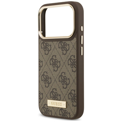 Custodia MagSafe per Apple iPhone 18 Pro Max / 17 Pro Max, Guess, 4G Logo Plate, Marrone