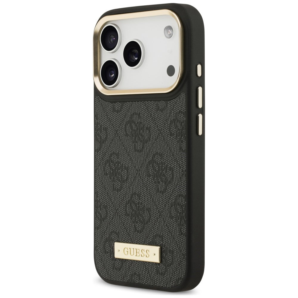 Custodia MagSafe per Apple iPhone 18 Pro Max / 17 Pro Max, Guess, 4G Logo Plate, nera