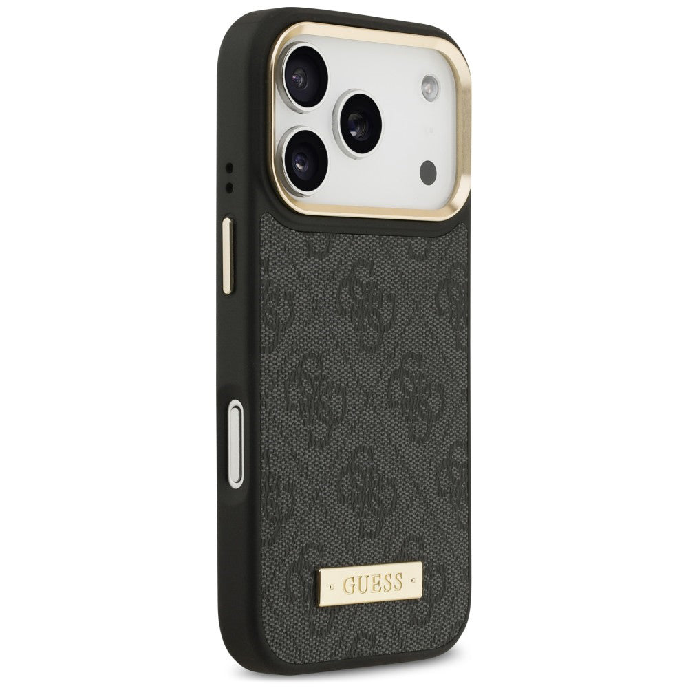 Custodia MagSafe per Apple iPhone 18 Pro Max / 17 Pro Max, Guess, 4G Logo Plate, nera