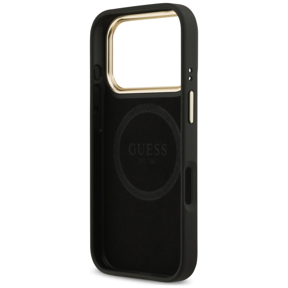 Custodia MagSafe per Apple iPhone 18 Pro Max / 17 Pro Max, Guess, 4G Logo Plate, nera