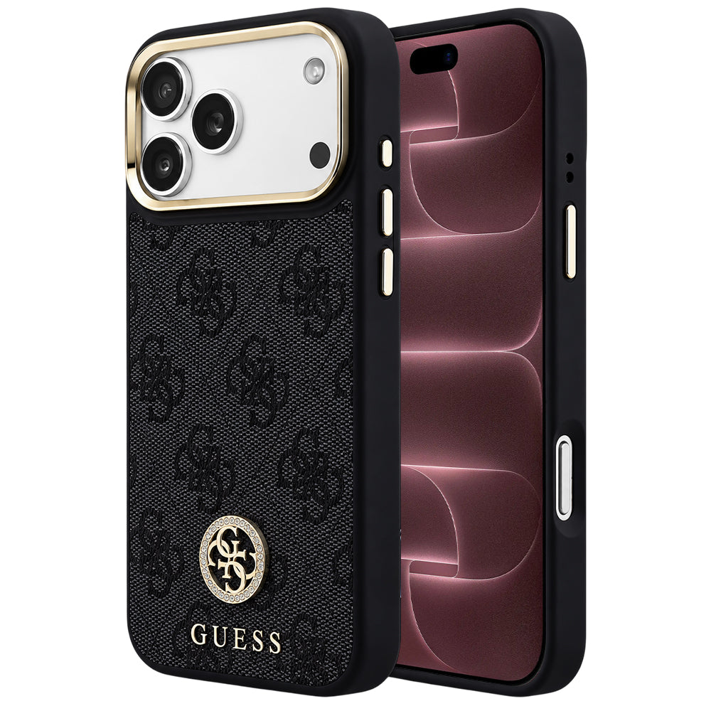 Custodia MagSafe per Apple iPhone 18 Pro Max / 17 Pro Max, Guess, logo 4G con strass, nera