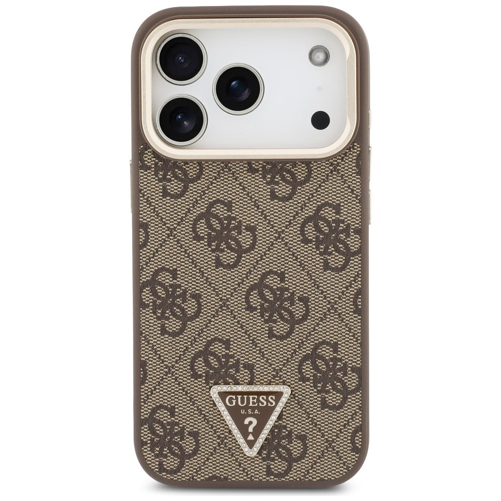 Custodia MagSafe per Apple iPhone 18 Pro Max / 17 Pro Max, Guess, 4G Triangle Logo & Stand Camera, Marrone