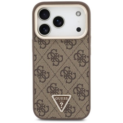 Custodia MagSafe per Apple iPhone 18 Pro Max / 17 Pro Max, Guess, 4G Triangle Logo & Stand Camera, Marrone