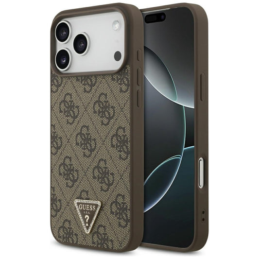 Custodia MagSafe per Apple iPhone 18 Pro Max / 17 Pro Max, Guess, 4G Triangle Strass, Marrone