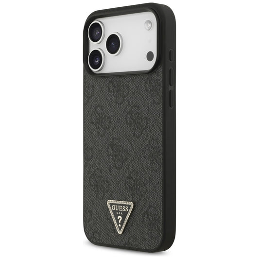 Custodia MagSafe per Apple iPhone 18 Pro Max / 17 Pro Max, Guess, 4G Triangle Strass, Nera