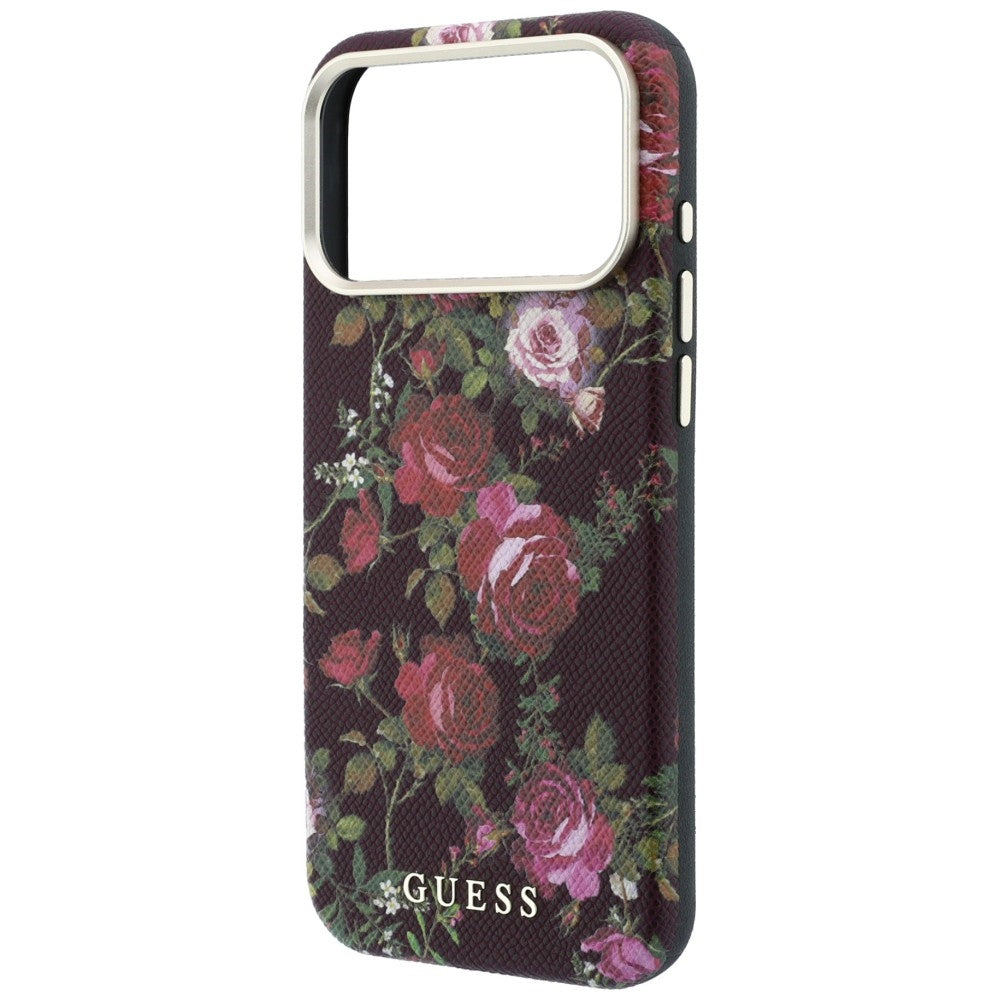Custodia MagSafe per Apple iPhone 18 Pro Max / 17 Pro Max, Guess, Blossom Roses Print, bordeaux