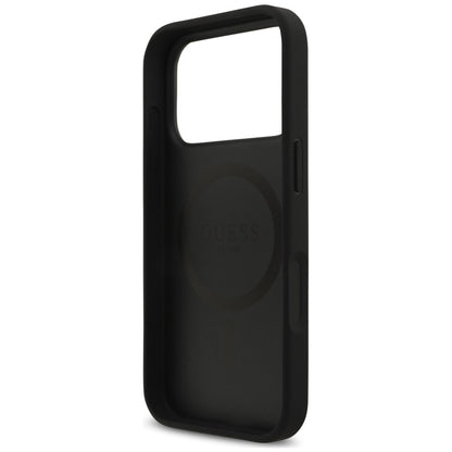 Custodia MagSafe per Apple iPhone 18 Pro Max / 17 Pro Max, Guess, Croco Triangle Logo, nera