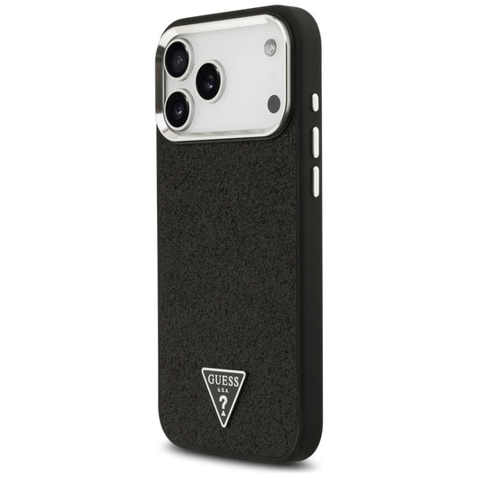 Custodia MagSafe per Apple iPhone 18 Pro Max / 17 Pro Max, Guess, Logo Triangolo Glitter, Nera
