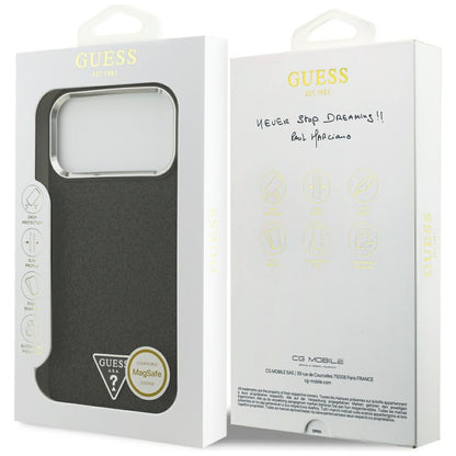 MagSafe Case for Apple iPhone 18 Pro Max / 17 Pro Max, Guess, Glitter Triangle Logo, Black