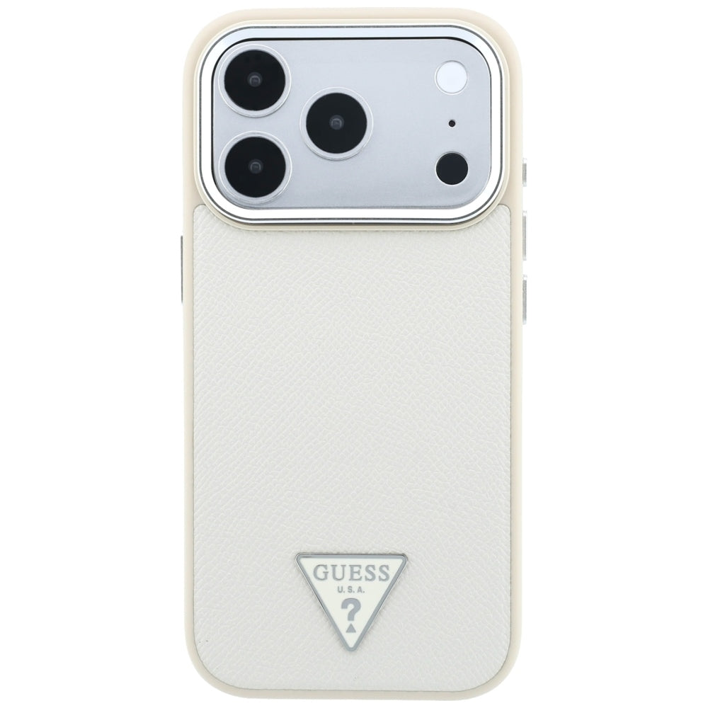 Custodia MagSafe per Apple iPhone 18 Pro Max / 17 Pro Max, Guess, Logo Triangolo Granulato, Beige