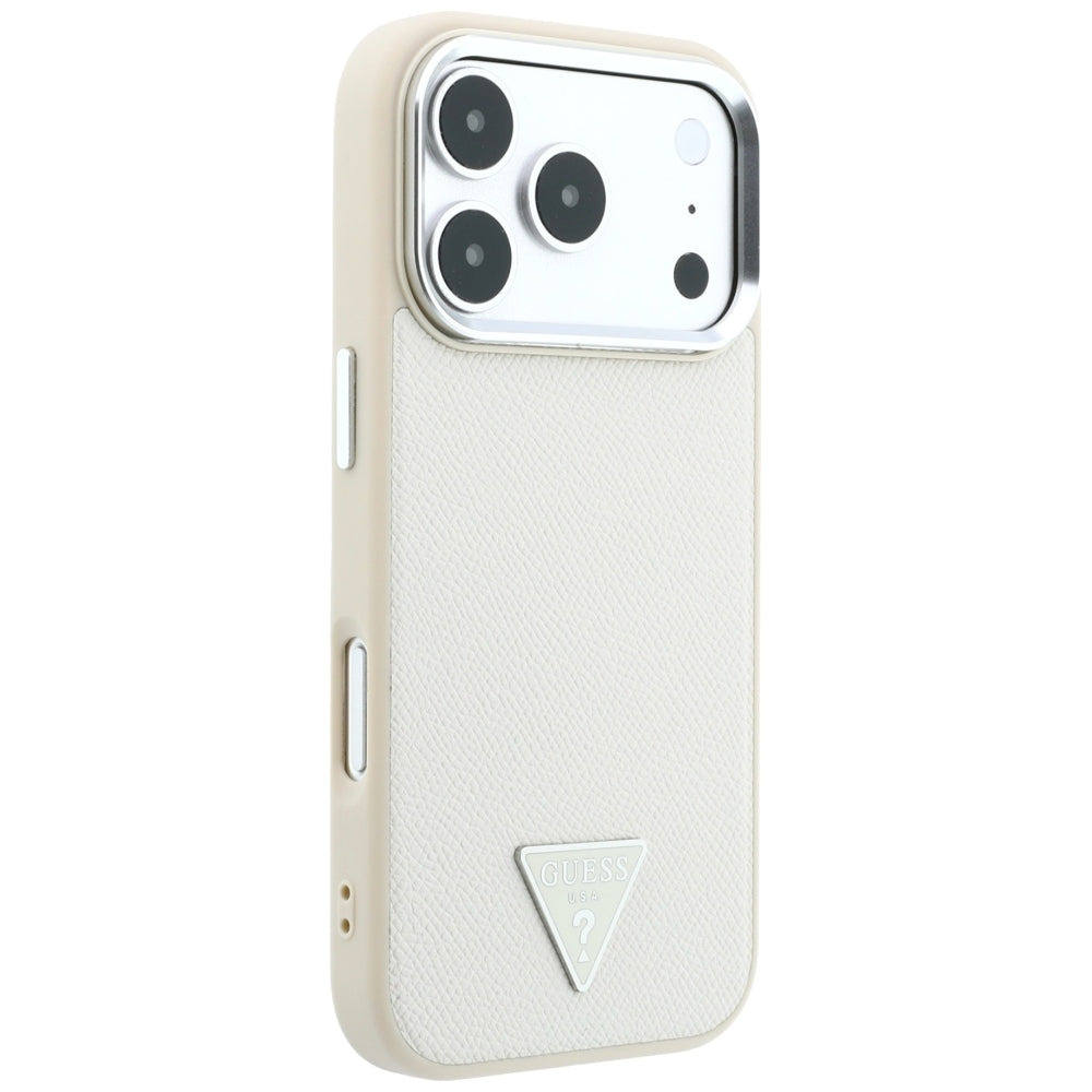 Custodia MagSafe per Apple iPhone 18 Pro Max / 17 Pro Max, Guess, Logo Triangolo Granulato, Beige