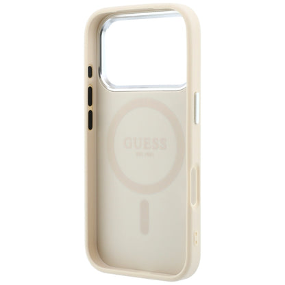Custodia MagSafe per Apple iPhone 18 Pro Max / 17 Pro Max, Guess, Logo Triangolo Granulato, Beige