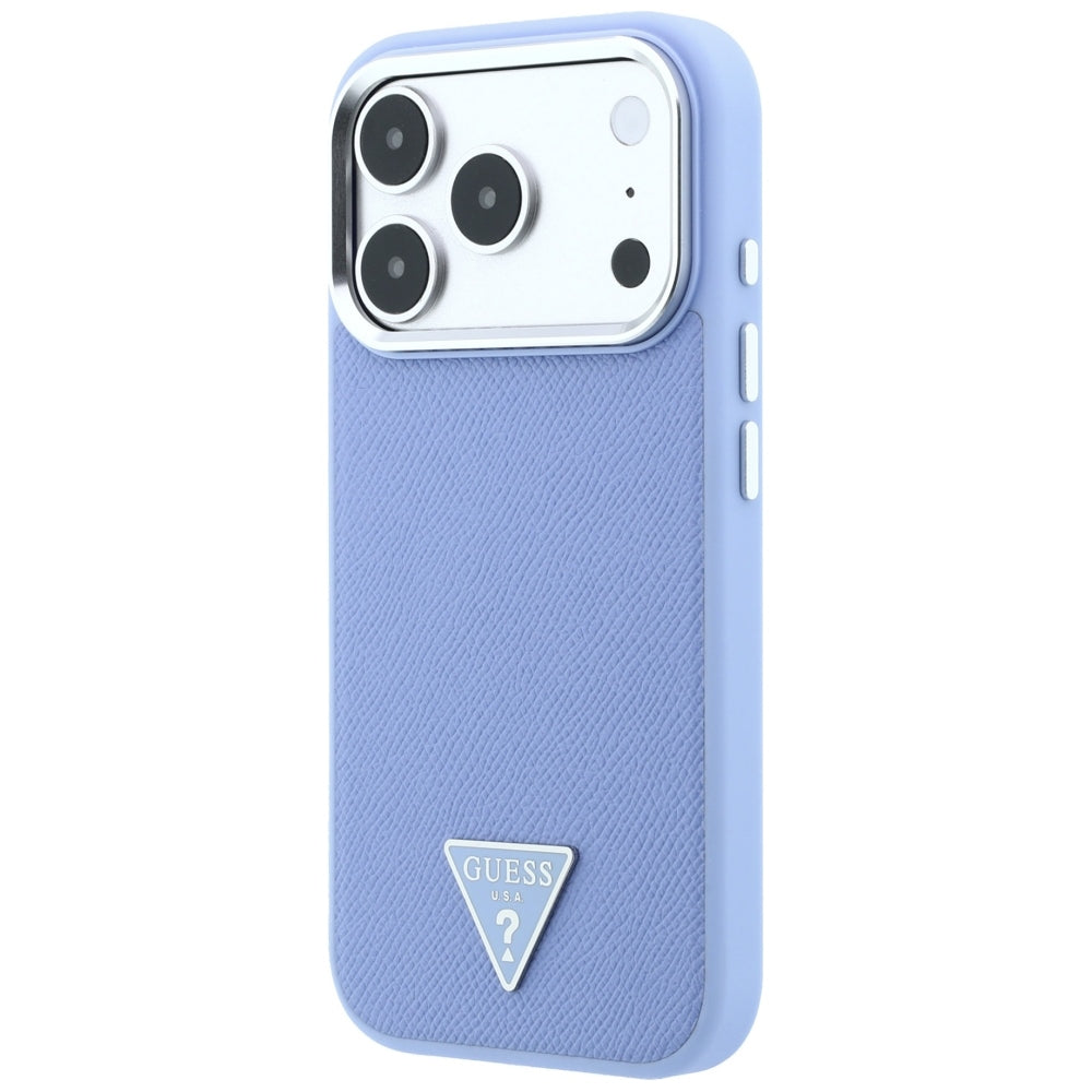 Custodia MagSafe per Apple iPhone 18 Pro Max / 17 Pro Max, Guess, Logo Triangolo Granulato, Blu