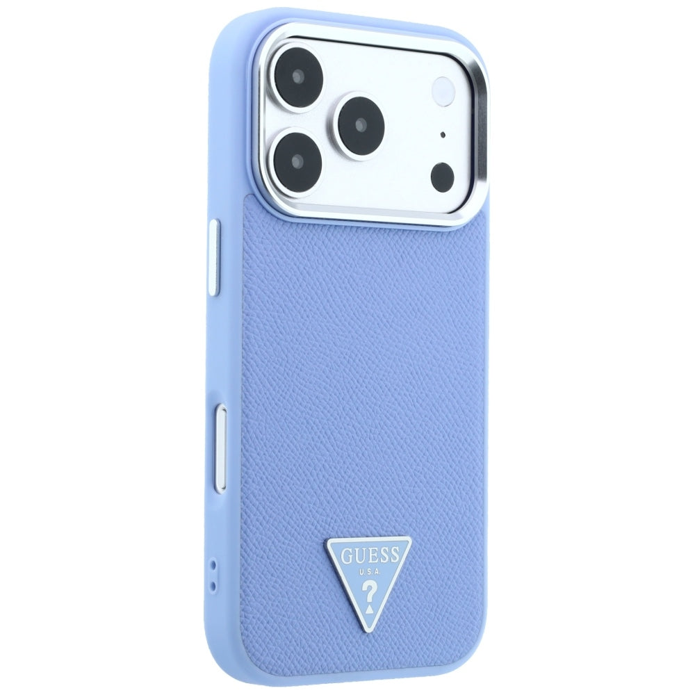 Custodia MagSafe per Apple iPhone 18 Pro Max / 17 Pro Max, Guess, Logo Triangolo Granulato, Blu