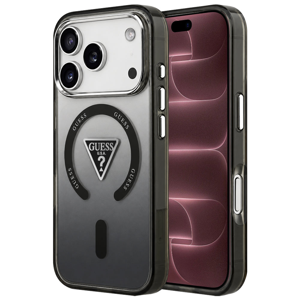 Custodia MagSafe per Apple iPhone 18 Pro Max / 17 Pro Max, Guess, IML Gradient Triangle Logo, nera
