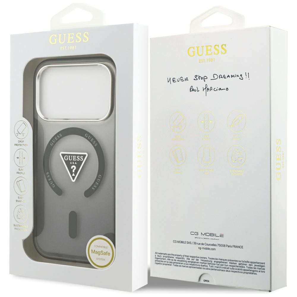 Custodia MagSafe per Apple iPhone 18 Pro Max / 17 Pro Max, Guess, IML Gradient Triangle Logo, nera