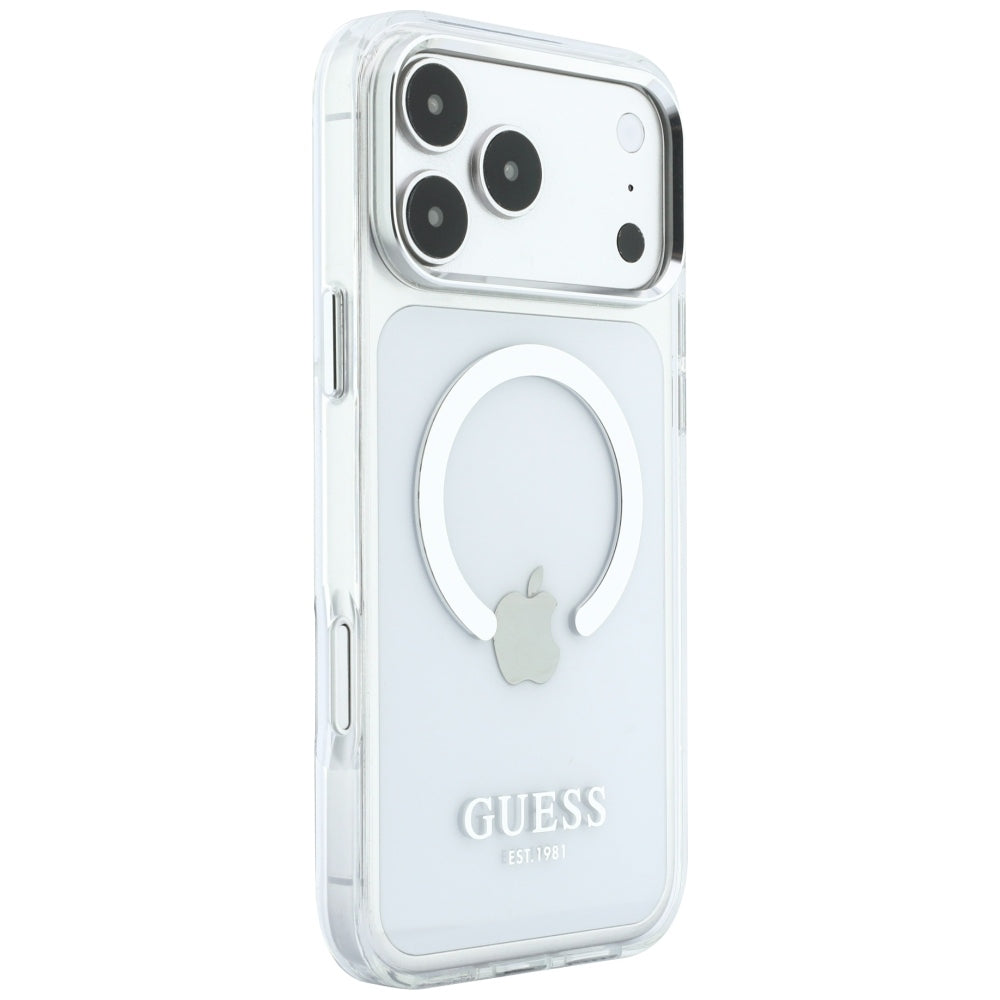 Custodia MagSafe per Apple iPhone 18 Pro Max / 17 Pro Max, Guess, Contorno Metallico, Argento