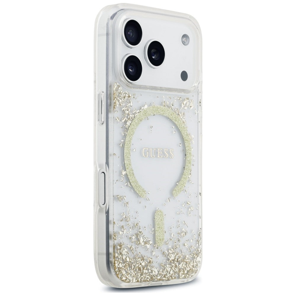 MagSafe Case for Apple iPhone 18 Pro Max / 17 Pro Max, Guess, Resin Bottom Glitter, Gold