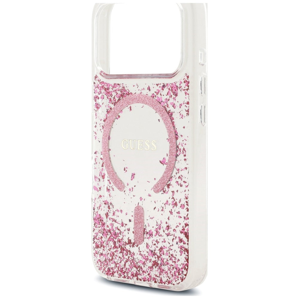 MagSafe Case for Apple iPhone 18 Pro Max / 17 Pro Max, Guess, Resin Bottom Glitter, Pink