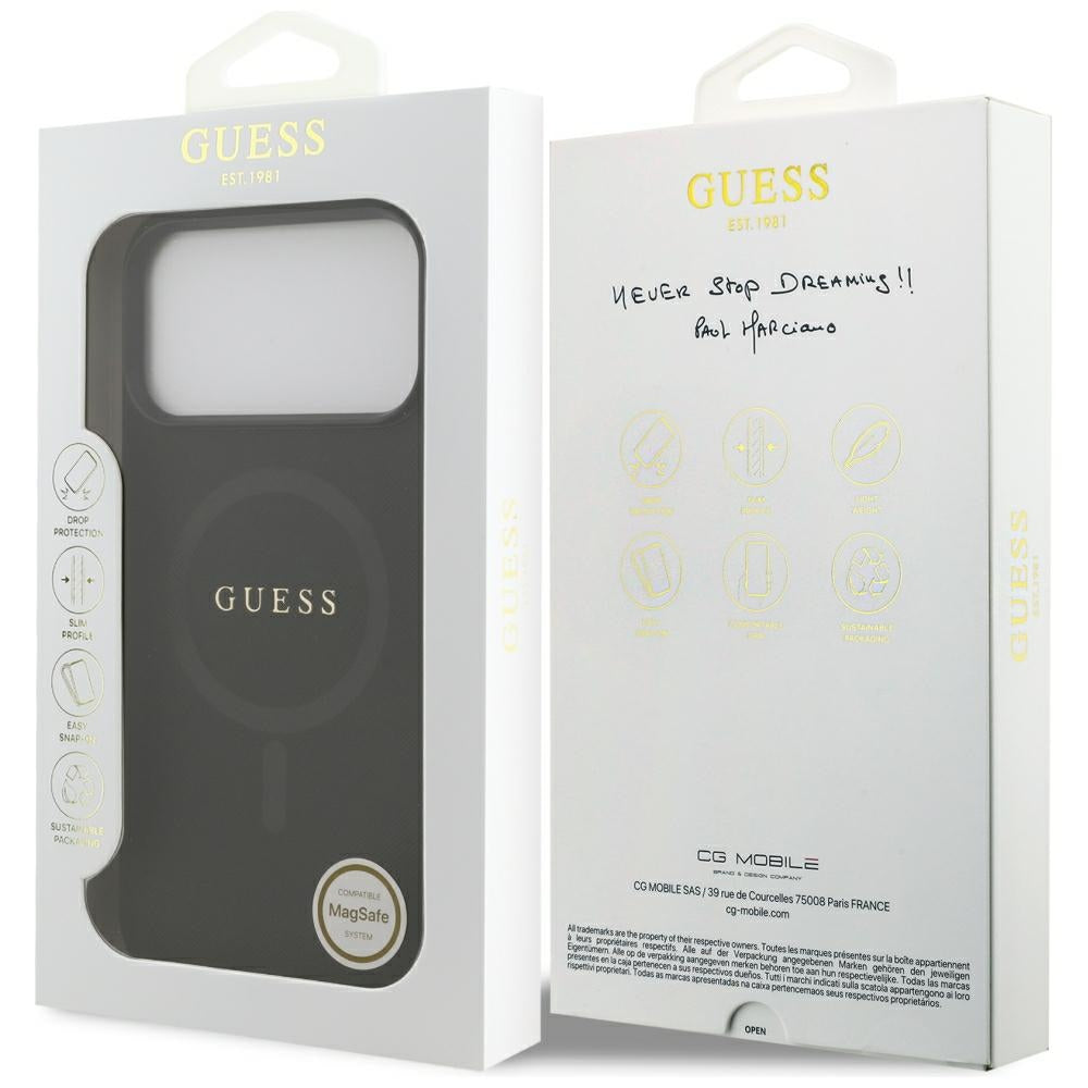 Custodia MagSafe per Apple iPhone 18 Pro Max / 17 Pro Max, Guess, Saffiano, Nera